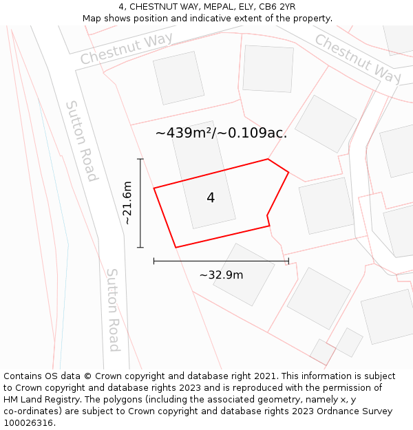 4, CHESTNUT WAY, MEPAL, ELY, CB6 2YR: Plot and title map