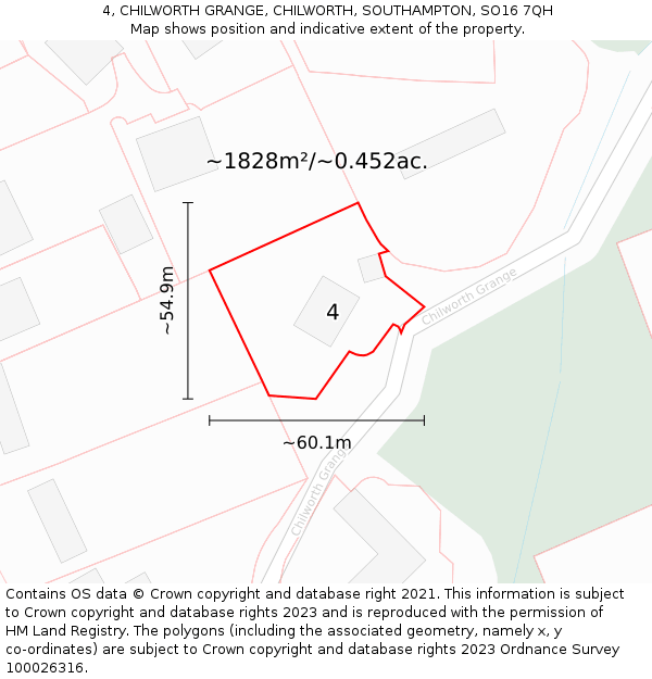 4, CHILWORTH GRANGE, CHILWORTH, SOUTHAMPTON, SO16 7QH: Plot and title map