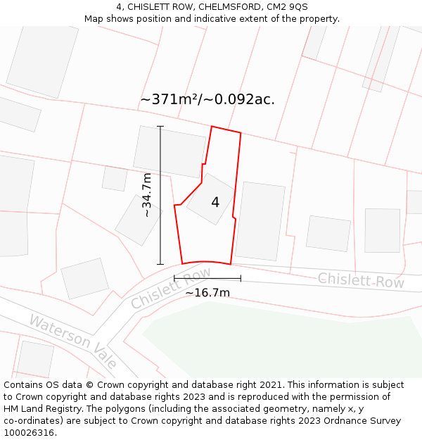 4, CHISLETT ROW, CHELMSFORD, CM2 9QS: Plot and title map