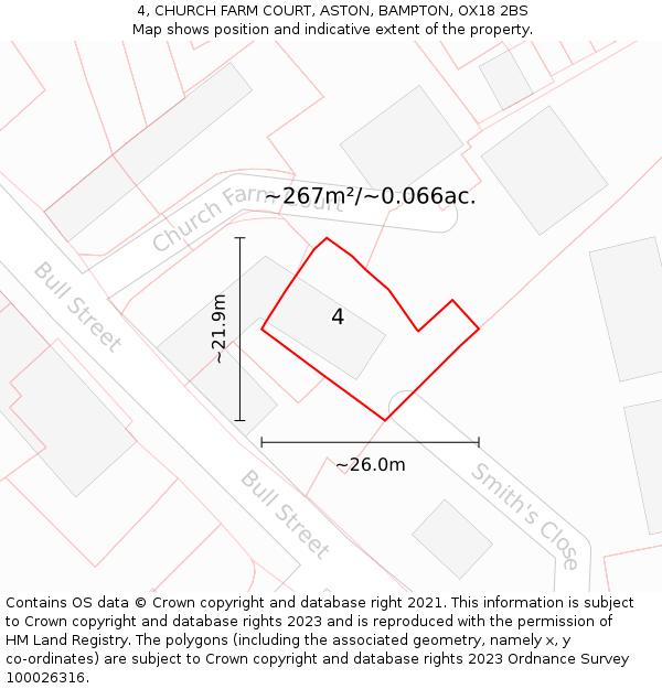 4, CHURCH FARM COURT, ASTON, BAMPTON, OX18 2BS: Plot and title map