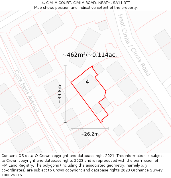 4, CIMLA COURT, CIMLA ROAD, NEATH, SA11 3TT: Plot and title map