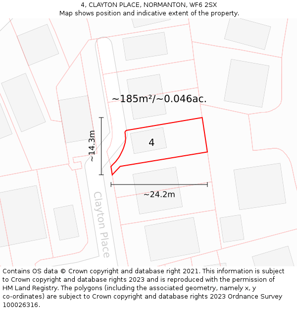 4, CLAYTON PLACE, NORMANTON, WF6 2SX: Plot and title map