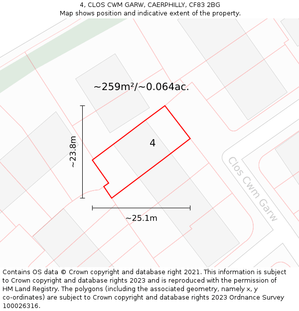 4, CLOS CWM GARW, CAERPHILLY, CF83 2BG: Plot and title map