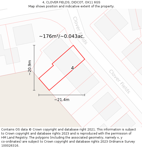 4, CLOVER FIELDS, DIDCOT, OX11 6GS: Plot and title map