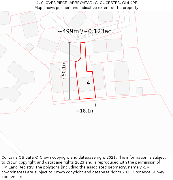 4, CLOVER PIECE, ABBEYMEAD, GLOUCESTER, GL4 4PE: Plot and title map