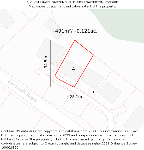 4, CLYST HAYES GARDENS, BUDLEIGH SALTERTON, EX9 6BE: Plot and title map