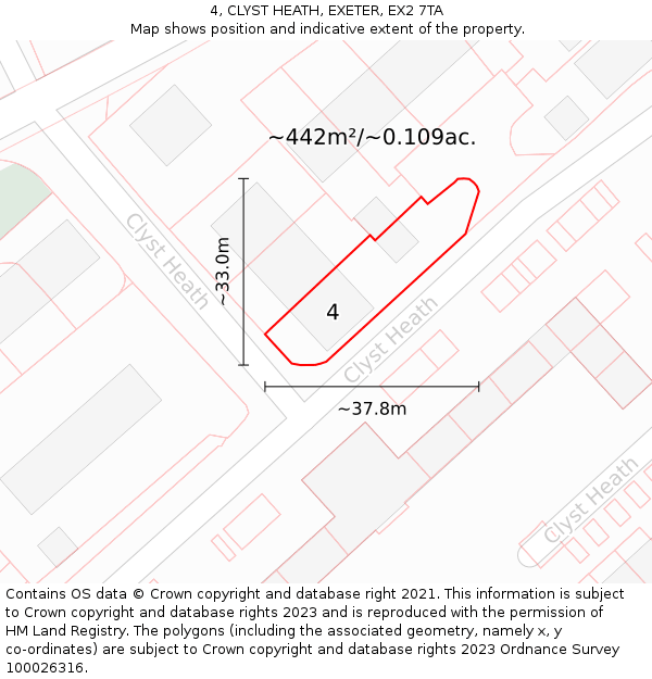 4, CLYST HEATH, EXETER, EX2 7TA: Plot and title map