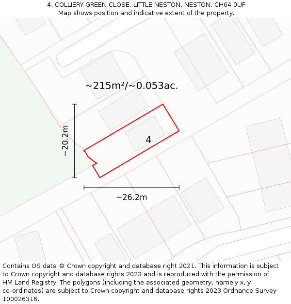 4, COLLIERY GREEN CLOSE, LITTLE NESTON, NESTON, CH64 0UF: Plot and title map