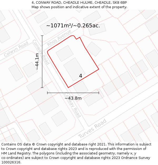 4, CONWAY ROAD, CHEADLE HULME, CHEADLE, SK8 6BP: Plot and title map