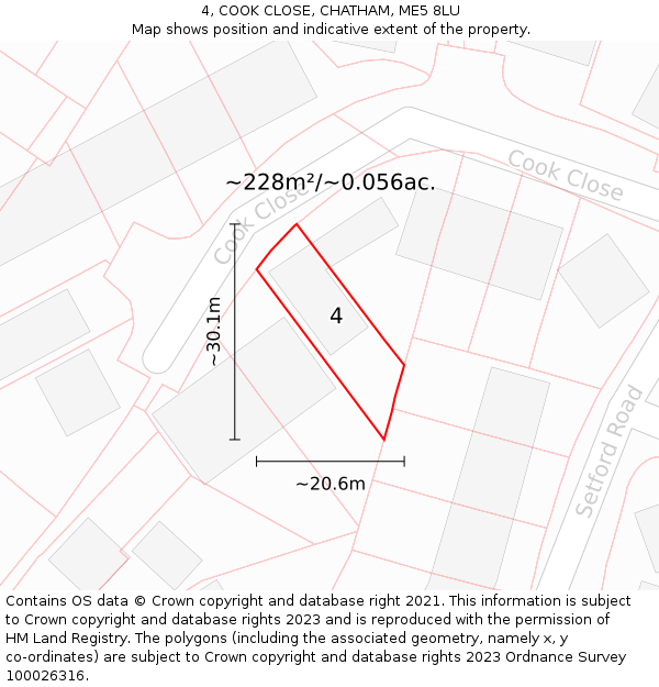 4, COOK CLOSE, CHATHAM, ME5 8LU: Plot and title map