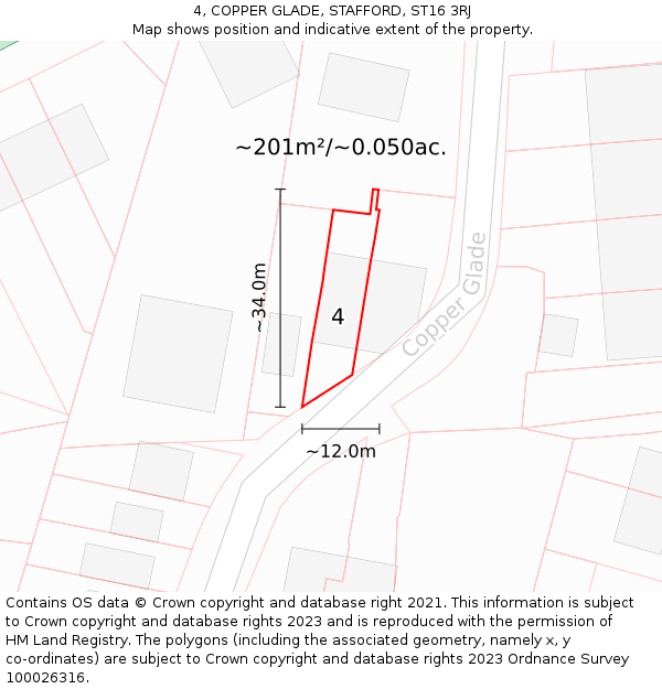 4, COPPER GLADE, STAFFORD, ST16 3RJ: Plot and title map