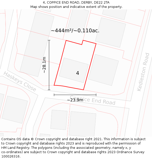 4, COPPICE END ROAD, DERBY, DE22 2TA: Plot and title map