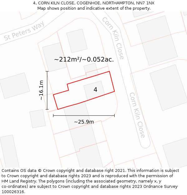 4, CORN KILN CLOSE, COGENHOE, NORTHAMPTON, NN7 1NX: Plot and title map