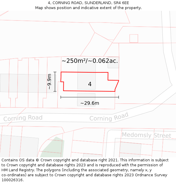 4, CORNING ROAD, SUNDERLAND, SR4 6EE: Plot and title map