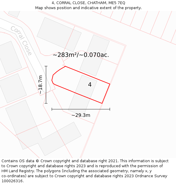 4, CORRAL CLOSE, CHATHAM, ME5 7EQ: Plot and title map