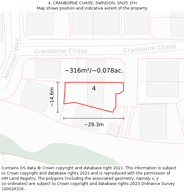 4, CRANBORNE CHASE, SWINDON, SN25 1FH: Plot and title map