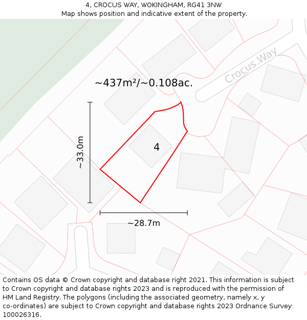 4, CROCUS WAY, WOKINGHAM, RG41 3NW: Plot and title map