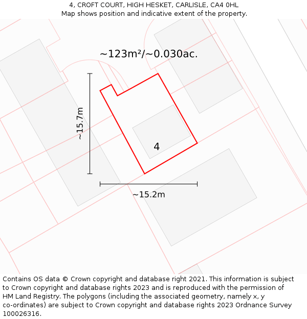 4, CROFT COURT, HIGH HESKET, CARLISLE, CA4 0HL: Plot and title map