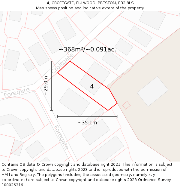 4, CROFTGATE, FULWOOD, PRESTON, PR2 8LS: Plot and title map