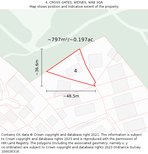 4, CROSS GATES, WIDNES, WA8 3GA: Plot and title map