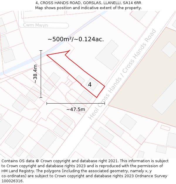 4, CROSS HANDS ROAD, GORSLAS, LLANELLI, SA14 6RR: Plot and title map