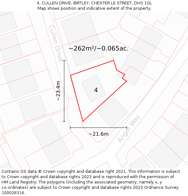 4, CULLEN DRIVE, BIRTLEY, CHESTER LE STREET, DH3 1GL: Plot and title map