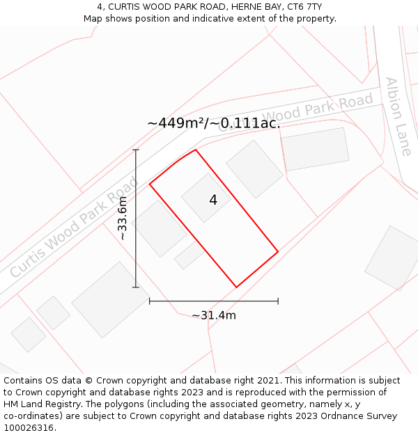 4, CURTIS WOOD PARK ROAD, HERNE BAY, CT6 7TY: Plot and title map