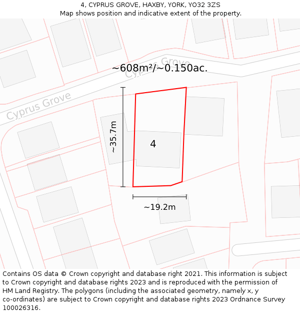 4, CYPRUS GROVE, HAXBY, YORK, YO32 3ZS: Plot and title map