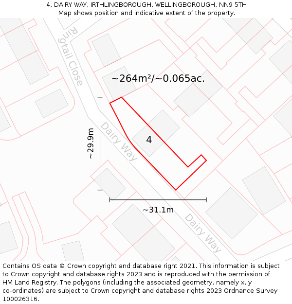 4, DAIRY WAY, IRTHLINGBOROUGH, WELLINGBOROUGH, NN9 5TH: Plot and title map