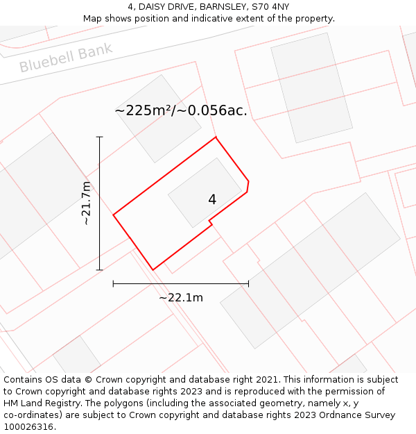 4, DAISY DRIVE, BARNSLEY, S70 4NY: Plot and title map