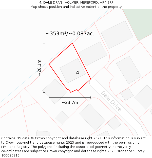 4, DALE DRIVE, HOLMER, HEREFORD, HR4 9RF: Plot and title map