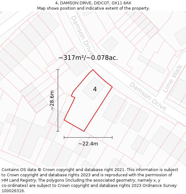 4, DAMSON DRIVE, DIDCOT, OX11 6AX: Plot and title map