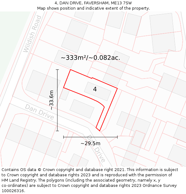 4, DAN DRIVE, FAVERSHAM, ME13 7SW: Plot and title map