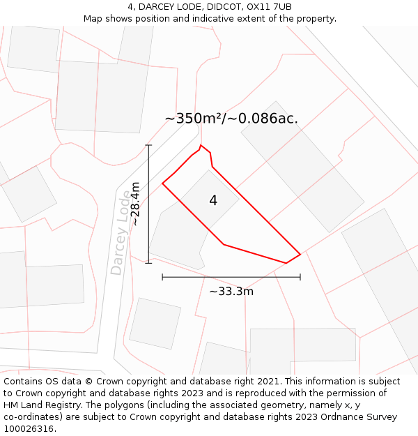 4, DARCEY LODE, DIDCOT, OX11 7UB: Plot and title map