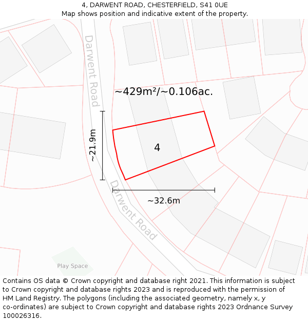 4, DARWENT ROAD, CHESTERFIELD, S41 0UE: Plot and title map