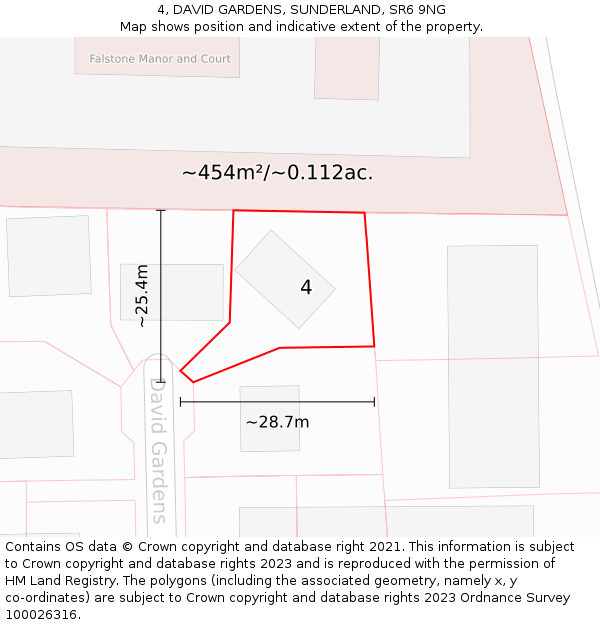 4, DAVID GARDENS, SUNDERLAND, SR6 9NG: Plot and title map