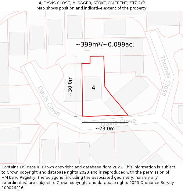 4, DAVIS CLOSE, ALSAGER, STOKE-ON-TRENT, ST7 2YP: Plot and title map