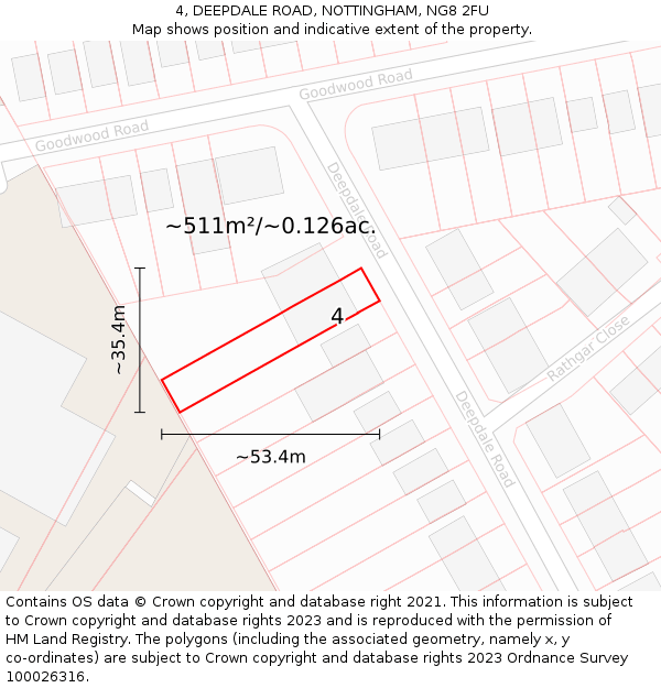 4, DEEPDALE ROAD, NOTTINGHAM, NG8 2FU: Plot and title map
