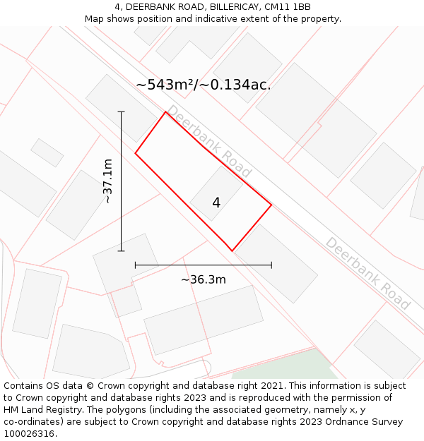 4, DEERBANK ROAD, BILLERICAY, CM11 1BB: Plot and title map