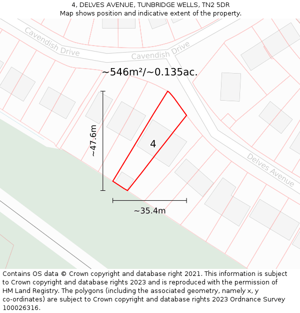 4, DELVES AVENUE, TUNBRIDGE WELLS, TN2 5DR: Plot and title map