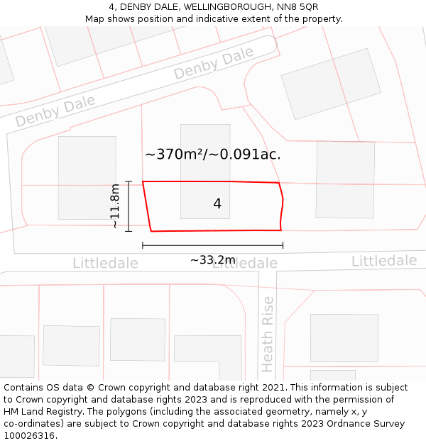 4, DENBY DALE, WELLINGBOROUGH, NN8 5QR: Plot and title map
