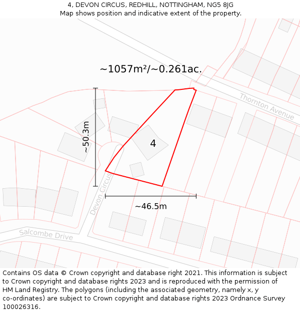 4, DEVON CIRCUS, REDHILL, NOTTINGHAM, NG5 8JG: Plot and title map