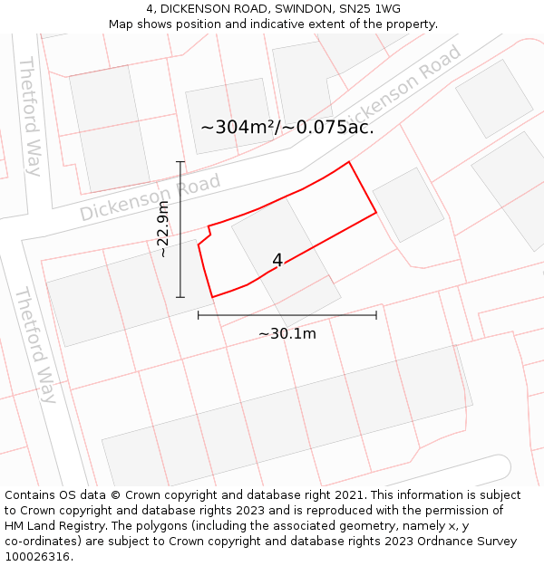 4, DICKENSON ROAD, SWINDON, SN25 1WG: Plot and title map