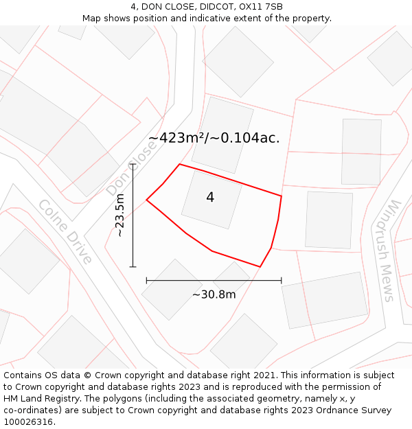 4, DON CLOSE, DIDCOT, OX11 7SB: Plot and title map