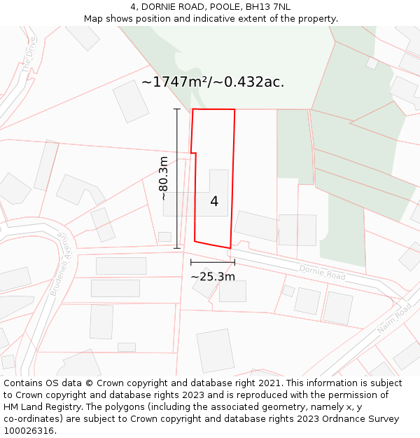 4, DORNIE ROAD, POOLE, BH13 7NL: Plot and title map