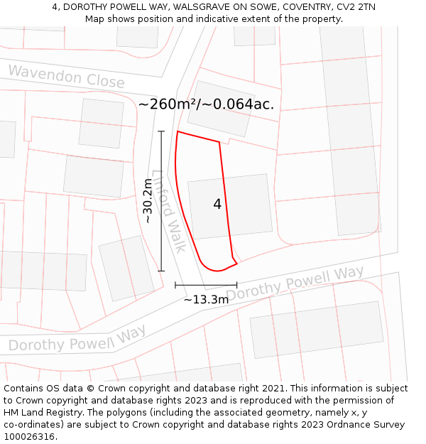 4, DOROTHY POWELL WAY, WALSGRAVE ON SOWE, COVENTRY, CV2 2TN: Plot and title map