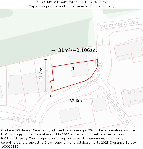 4, DRUMMOND WAY, MACCLESFIELD, SK10 4XJ: Plot and title map