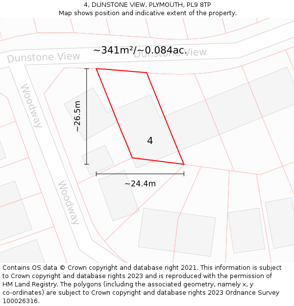 4, DUNSTONE VIEW, PLYMOUTH, PL9 8TP: Plot and title map