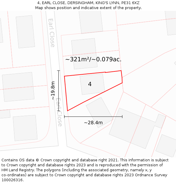 4, EARL CLOSE, DERSINGHAM, KING'S LYNN, PE31 6XZ: Plot and title map