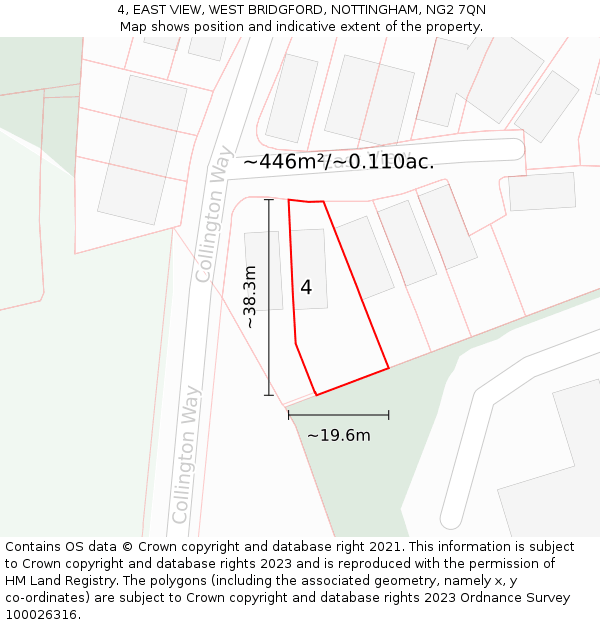 4, EAST VIEW, WEST BRIDGFORD, NOTTINGHAM, NG2 7QN: Plot and title map